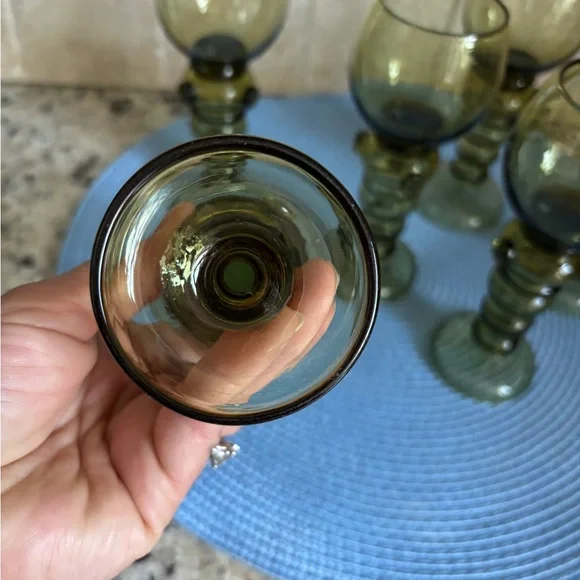 Set of 6 Green Roemer Glass Hand Blown Wine Glasses from Roemer, Germany, 1900s - Picture 6 of 13